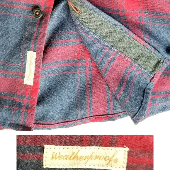Weatherproof Vintage Mens Casual Soft Brushed Plaid Button-Down Flannel Shirt L - Picture 8 of 8
